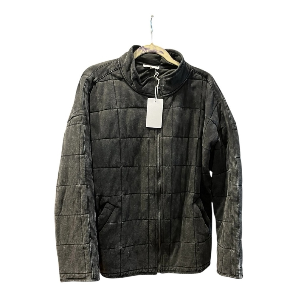 Aemi+Co Roland Quilted Jacket Charcoal Black Gray Size L NWT